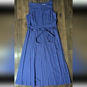 Jessica Howard Women's Periwinkle Blue Maxi Dress Linen Blend Tie Belted Size 16